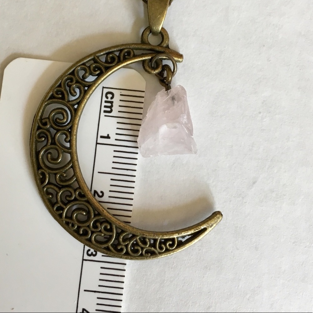 MORE COMING Rose Quartz 🌙 Bronze Necklace - Picture 5 of 8